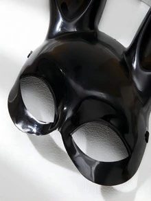 1 pieza Máscara de conejo negra PP decorada con diseño sencillo de media cara para mujer, ideal para Halloween y uso diario, adecuada para fiestas de baile u otros eventos. Bonita. - Negro - Ver 4