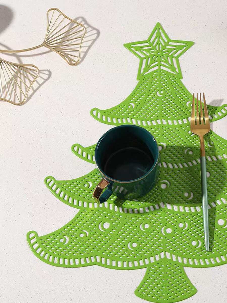 綠色北歐聖誕樹西餐墊防燙隔熱墊美式輕奢餐桌墊1個 - 綠色 - 查看 1