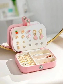 1pc Solid Color Jewelry Box - Pink - View 2