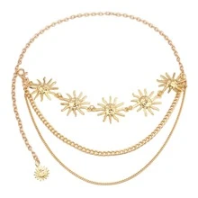 1 pièce Transfrontalier Pour Femme Design Tournesol Métallique Chaîne De Taille Bijoux De Corps Pour Réglage Décoration De Robe
