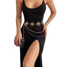 1 pièce Transfrontalier Pour Femme Design Tournesol Métallique Chaîne De Taille Bijoux De Corps Pour Réglage Décoration De Robe