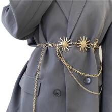 1 pièce Transfrontalier Pour Femme Design Tournesol Métallique Chaîne De Taille Bijoux De Corps Pour Réglage Décoration De Robe