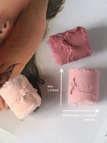 1 件/5 件 6.5 米长雪纺丝带，带磨边，适用于婚礼花束、礼品包装、发饰、手工制品、派对装饰 - 白色 - 查看 5