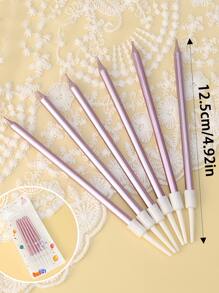 6 Peças Velas De Cera Douradas Banhadas Em Ouro Rosa Longas, Decoração De Bolo De Festa De Aniversário Infantil - Rosa ouro - Visão 6