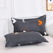 1pc Cartoon Stripe Printed Bed Sheet + 1pair Pillowcase