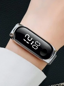 1 Miếng Quý cô Dây đeo lưới Led Đồng hồ Và 1 Miếng Vòng tay - Bạc - Xem 2