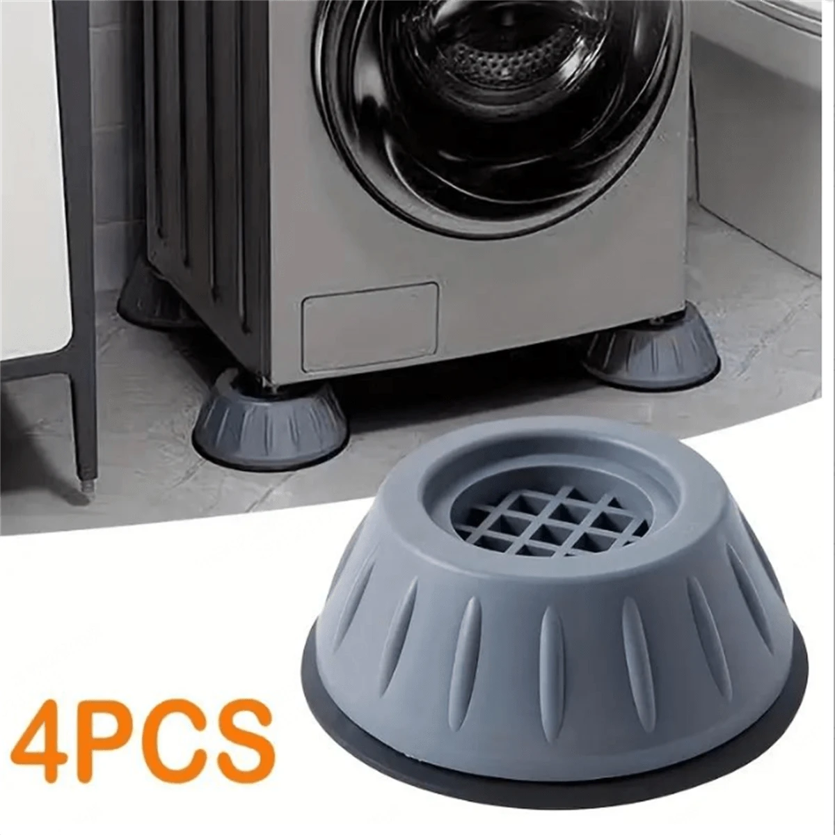 4pcs Washing Machine Feet Pad Anti-vibration Base Pad For Washer & Dryer, Fridge - Grey - View 1