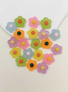 20pcs/bag Sweet & Cute Flower Shaped Mixed Color Diy Jewelry Making Accessories For Handmade Earrings - Multicolor - View 3