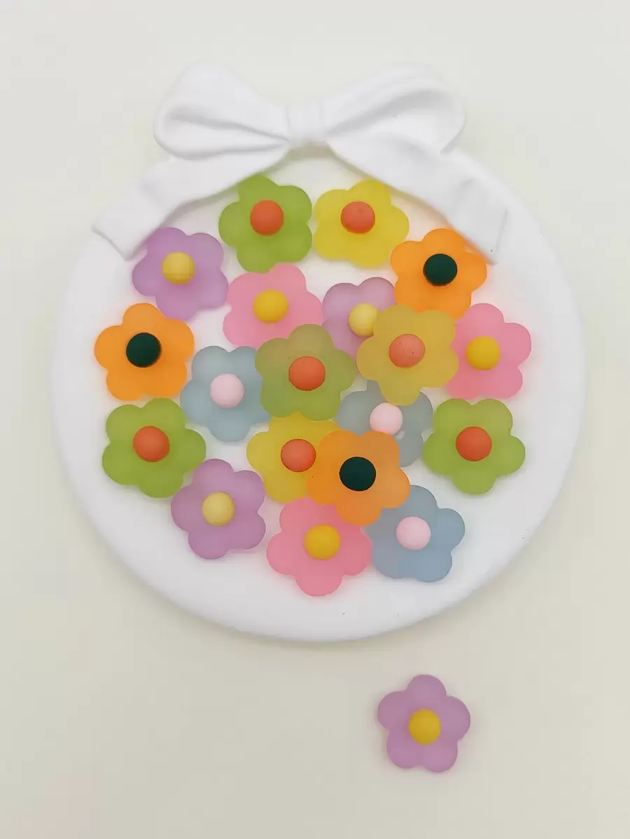 20pcs/bag Sweet & Cute Flower Shaped Mixed Color Diy Jewelry Making Accessories For Handmade Earrings - Multicolor - View 1