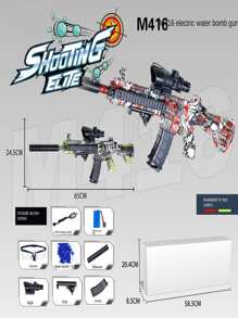 Pistola de agua eléctrica automática M416 con control por interruptor St616b, roja - Rojo - Ver 2
