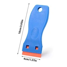 1 PC Plastic Razor Blades Scraper Tool - Wall Paint Remover with 10 Pcs Plastic Blades Kit No Scratch Car Window Glass Wood Sticker Removal Floor Stove Kitchen Vinyl Adhesive Decal Tape Cleanings - Blue - View 2