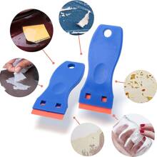 1 PC Plastic Razor Blades Scraper Tool - Wall Paint Remover with 10 Pcs Plastic Blades Kit No Scratch Car Window Glass Wood Sticker Removal Floor Stove Kitchen Vinyl Adhesive Decal Tape Cleanings - Blue - View 3