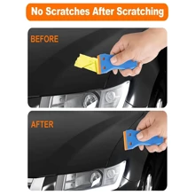 1 PC Plastic Razor Blades Scraper Tool - Wall Paint Remover with 10 Pcs Plastic Blades Kit No Scratch Car Window Glass Wood Sticker Removal Floor Stove Kitchen Vinyl Adhesive Decal Tape Cleanings - Blue - View 5