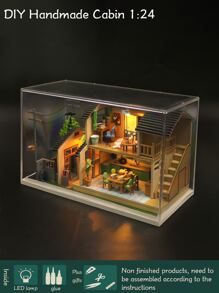 Diy Wooden Dollhouse Model Kit 1:24 Scale Country Style House Assembly Handmade Craft Gift S2233 With Dust Cover, Led Light & Tools, Battery Not Included - Multicolor - View 3