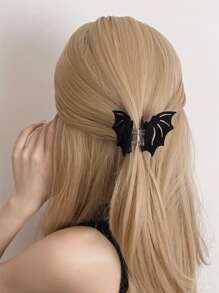 1 chiếc kẹp tóc hình con dơi phong cách Gothic dành cho nữ dùng trong tiệc Halloween - màu đen - Xem 1