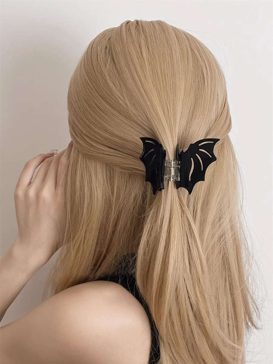 1 chiếc kẹp tóc hình con dơi phong cách Gothic dành cho nữ dùng trong tiệc Halloween - màu đen - Xem 1
