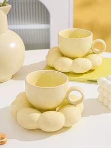 WGROOM 1set Nordic Ins Sunflower Ceramic Mug & Saucer, 200ml, For Home/Kitchen/Dining Use, Suitable For Tea, Coffee, Milk, Juice, Outdoor, Wedding, Party, Gift, Birthday, Christmas - Yellow - View 14