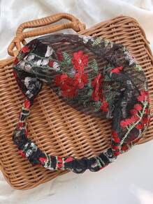 1pc Versatile, Simple & Cute Embroidered Mesh Hairband For Women - Multicolor - View 2