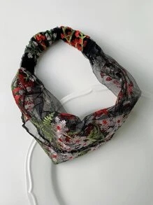 1pc Versatile, Simple & Cute Embroidered Mesh Hairband For Women - Multicolor - View 5