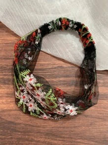 1pc Versatile, Simple & Cute Embroidered Mesh Hairband For Women - Multicolor - View 4