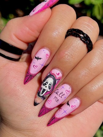 24 piezas De uñas postizas a rayas en forma de almendra estilo Y2K con 1 hoja de cinta adhesiva y 1 lima de uñas para decoración de uñas