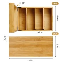 MaxGear Business Card Holder, 4 x 6 Inch Index Card Organizer for Desk with 4 Dividers, Recipe Card Holder Wooden Card Holder Holds 600 Cards, Bamboo, A-Z Tabs, 10 x 6.9 x 4.5 Inches