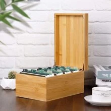 MaxGear Business Card Holder, 4 x 6 Inch Index Card Organizer for Desk with 4 Dividers, Recipe Card Holder Wooden Card Holder Holds 600 Cards, Bamboo, A-Z Tabs, 10 x 6.9 x 4.5 Inches