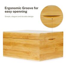 MaxGear Business Card Holder, 4 x 6 Inch Index Card Organizer for Desk with 4 Dividers, Recipe Card Holder Wooden Card Holder Holds 600 Cards, Bamboo, A-Z Tabs, 10 x 6.9 x 4.5 Inches