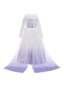 Tween Girl Tulle Panel With Cape Elegant Fancy Party Dress, Suitable For Parties, School Events And Performances - Purple - View 2