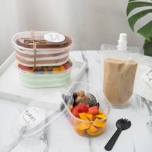 25pcs/50pcs/500ml 带盖 PET 包装盒，简约透明奶油蛋糕水果零食便携容器，适合旅行、DIY 烘焙、甜品店、餐厅 - 無色 - 查看 4