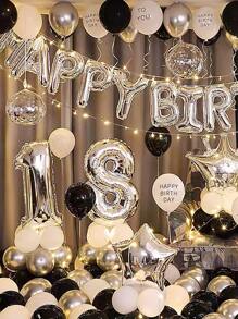 56pcs 18th Birthday Party Decoration Set, Silver Balloon Mix In Latex And Foil Material, Christmas