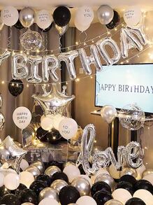 56pcs 18th Birthday Party Decoration Set, Silver Balloon Mix In Latex And Foil Material, Christmas