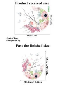 1 pieza Pegatina para tapa de inodoro con diseño de flores y mariposas para decoración de inodoro, pegatinas, vinilos decorativos para el hogar, artículos de decoración de primavera para refrescar tu hogar, pegatinas de decoración de ramas - Multicolor - Ver 2