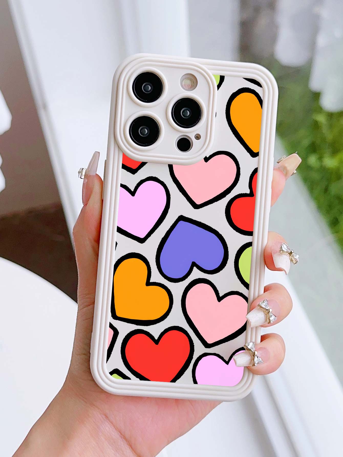Heart Pattern Phone Case - Multicolor - View 1