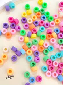 100pcs/pack Fashionable Frosted Large Hole Pony Beads For Hair Braided Styles (random Color) - Multicolor - View 2