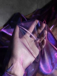 1pc Gradient Two-color Mesh Fabric, Laser Texture See-through Fabric Long Skirt Shawl Creative Handmade Fabric - Multicolor - View 4