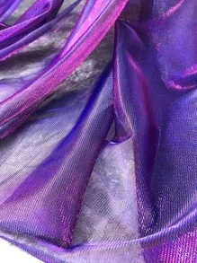 1pc Gradient Two-color Mesh Fabric, Laser Texture See-through Fabric Long Skirt Shawl Creative Handmade Fabric - Multicolor - View 9