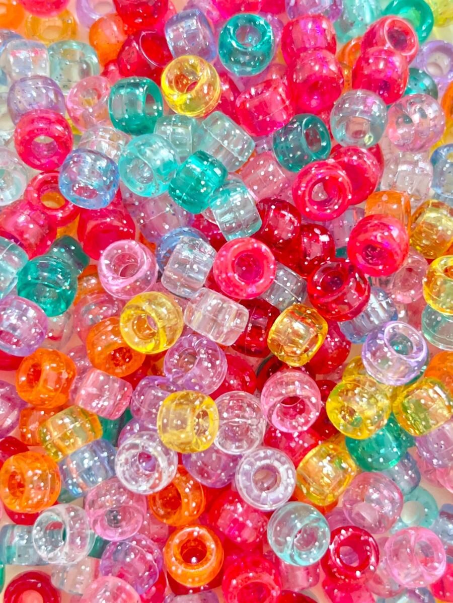 100pcs Fashionable Onion Pink Transparent Large Hole Braid Beads Set (random Color) - Multicolor - View 1