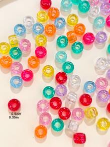 100pcs Fashionable Onion Pink Transparent Large Hole Braid Beads Set (random Color) - Multicolor - View 2