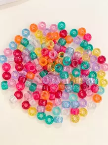 100pcs Fashionable Onion Pink Transparent Large Hole Braid Beads Set (random Color) - Multicolor - View 3