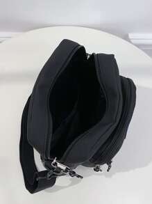 1pc Men's Fashion Solid Color Shoulder Sling Bag With Random Emblem