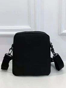 1pc Men's Fashion Solid Color Shoulder Sling Bag With Random Emblem