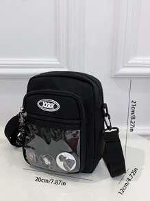 1pc Men's Fashion Solid Color Shoulder Sling Bag With Random Emblem