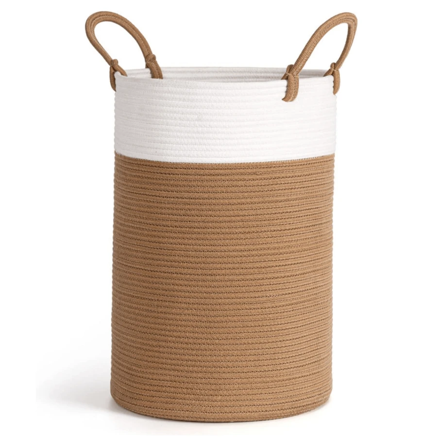 Giỏ Đựng Đồ Giặt Mầm Non Lớn 19.7 X 13.8in Bảo Quản Có Tay Cầm Có Thể Gập Lại Cho Phòng Khách Đồ Chơi Trẻ Em Chăn Khăn Sắp Xếp Quần Áo - Màu Khaki - Xem 1