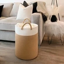 Giỏ Đựng Đồ Giặt Mầm Non Lớn 19.7 X 13.8in Bảo Quản Có Tay Cầm Có Thể Gập Lại Cho Phòng Khách Đồ Chơi Trẻ Em Chăn Khăn Sắp Xếp Quần Áo - Màu Khaki - Xem 3