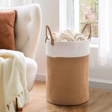 Giỏ Đựng Đồ Giặt Mầm Non Lớn 19.7 X 13.8in Bảo Quản Có Tay Cầm Có Thể Gập Lại Cho Phòng Khách Đồ Chơi Trẻ Em Chăn Khăn Sắp Xếp Quần Áo - Màu Khaki - Xem 7