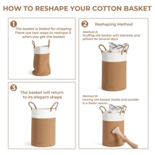 Giỏ Đựng Đồ Giặt Mầm Non Lớn 19.7 X 13.8in Bảo Quản Có Tay Cầm Có Thể Gập Lại Cho Phòng Khách Đồ Chơi Trẻ Em Chăn Khăn Sắp Xếp Quần Áo - Màu Khaki - Xem 9