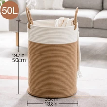 Giỏ Đựng Đồ Giặt Mầm Non Lớn 19.7 X 13.8in Bảo Quản Có Tay Cầm Có Thể Gập Lại Cho Phòng Khách Đồ Chơi Trẻ Em Chăn Khăn Sắp Xếp Quần Áo - Màu Khaki - Xem 5