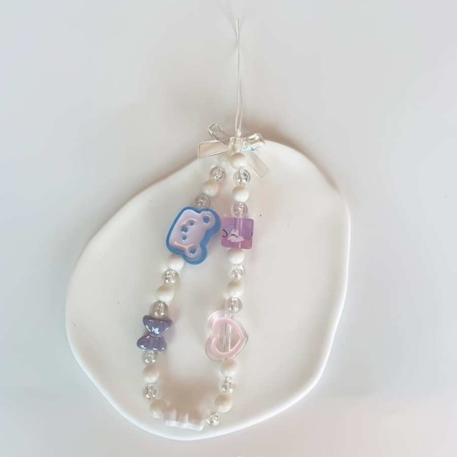 1個可愛女孩士兵牌亞克力珠子手機吊飾 - 小熊 - 查看 1