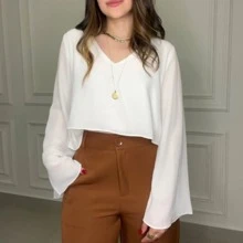 Women Tops - 米色 - 查看 1